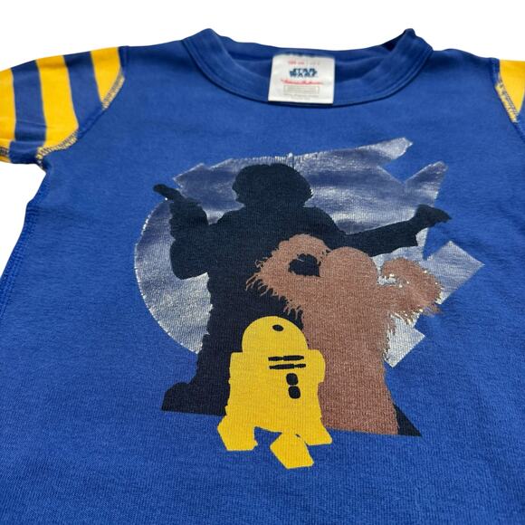 HANNA ANDERSSON Star Wars Blue Yellow Short John Pajama Set Size 4 100 Chewy Han - Picture 7 of 7